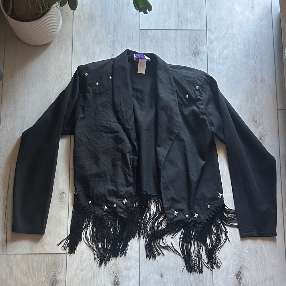 Vintage Saisa Black Fringe Women's Jacket // Size small